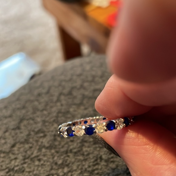 Sapphire and clear eternity ring Size 10 - Picture 4 of 8